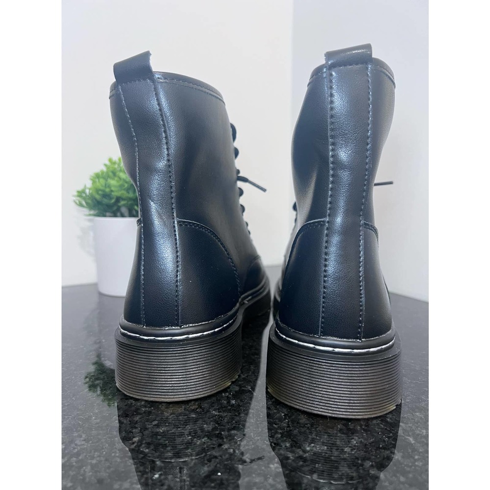 Black Combat Boots Lace Up Comfort Cushion Sole Size 11 - Picture 5 of 10